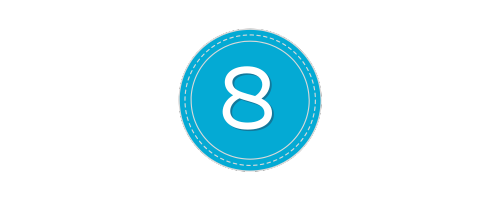  Number 8 shown in a blue circle
